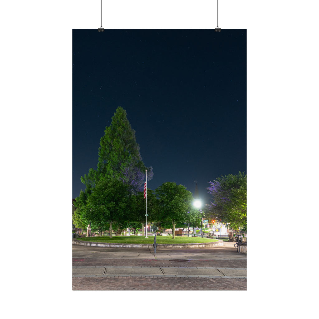 Downtown at Night - Westfield, MA - Rolled Poster