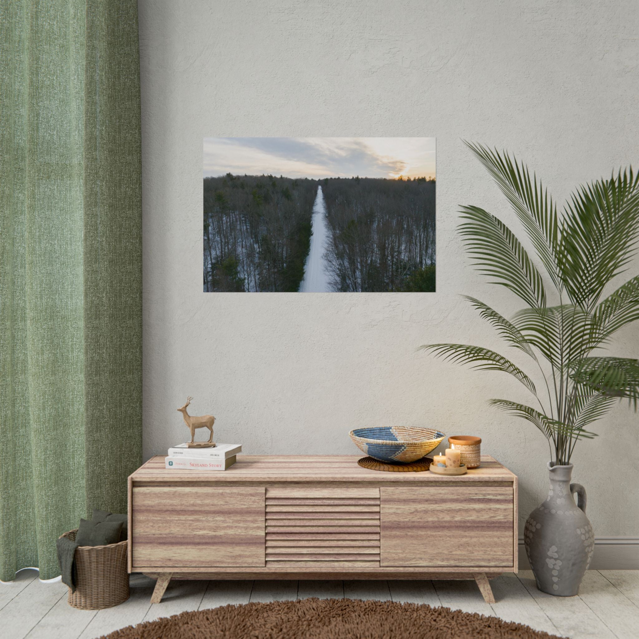 Road to A Wintry Tolland Campground - Otis, MA - Rolled Poster