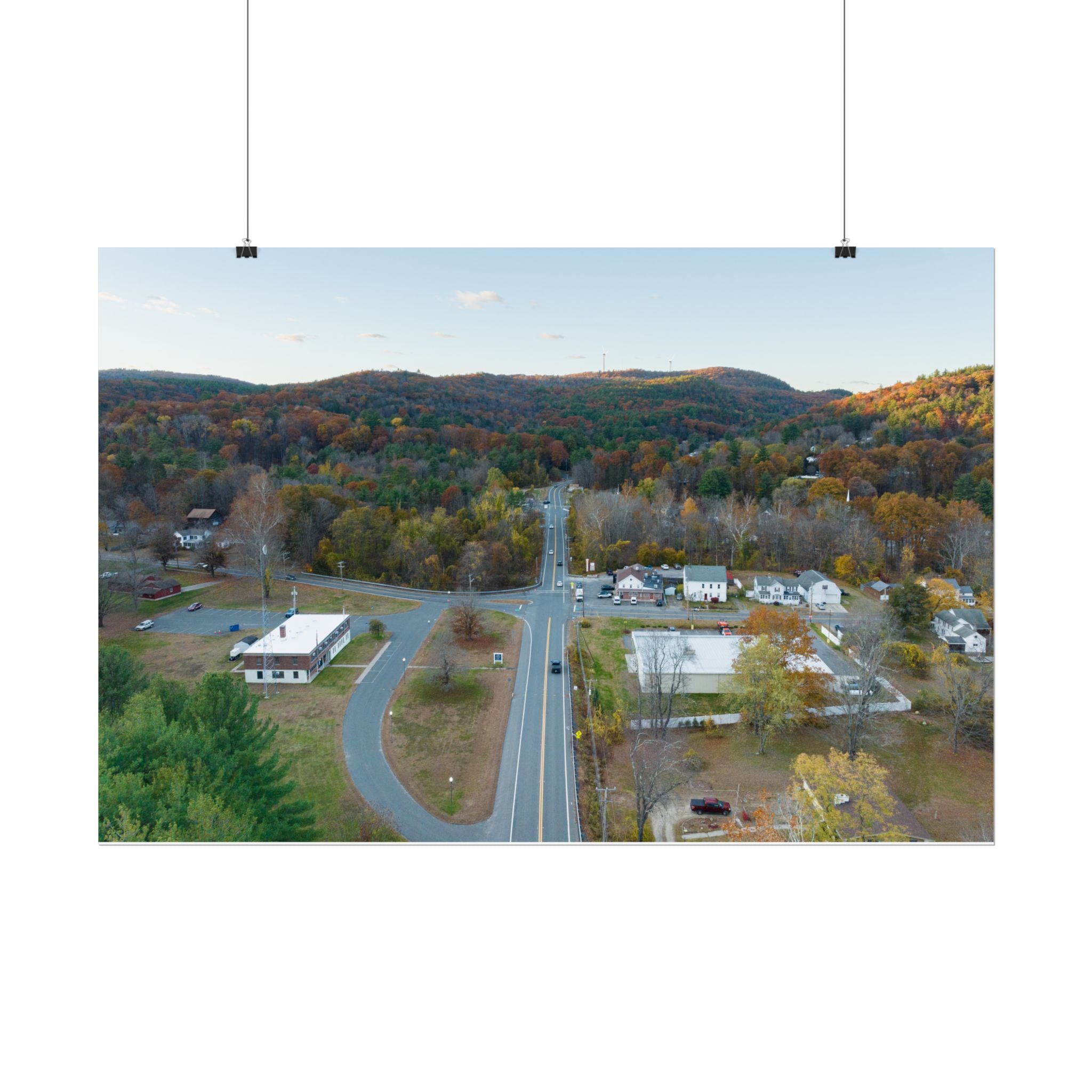 Downtown Fall Sunset - Russell, MA - Rolled Poster