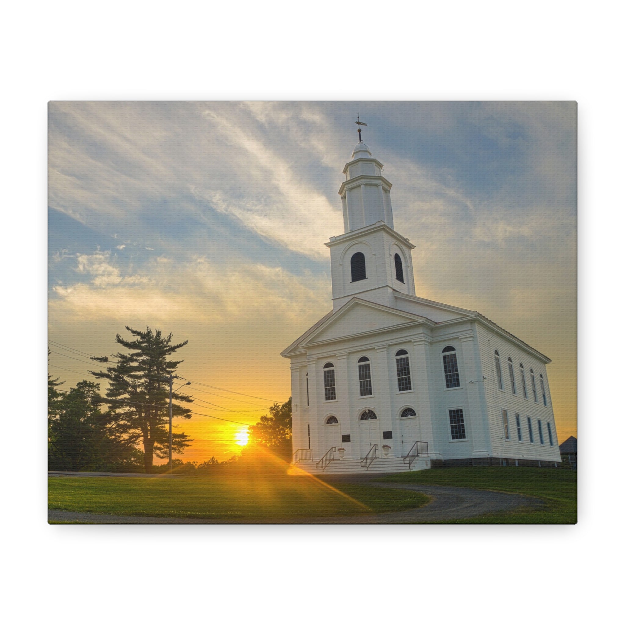 White Church Sunset - Blandford, MA - Canvas