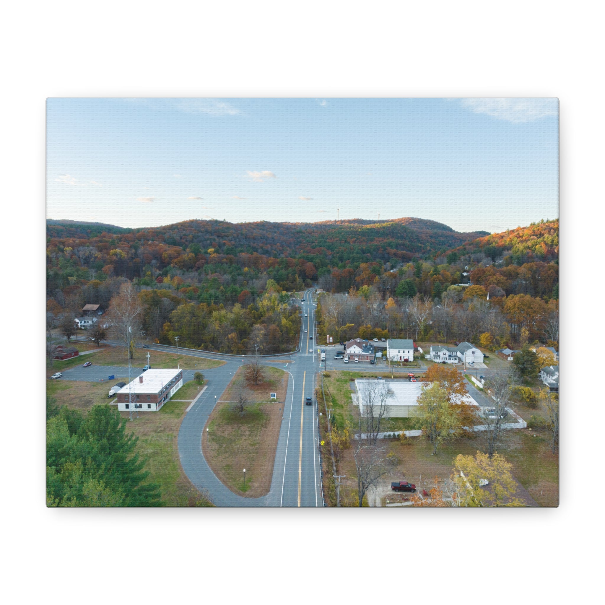 Downtown Fall Sunset - Russell, MA - Canvas
