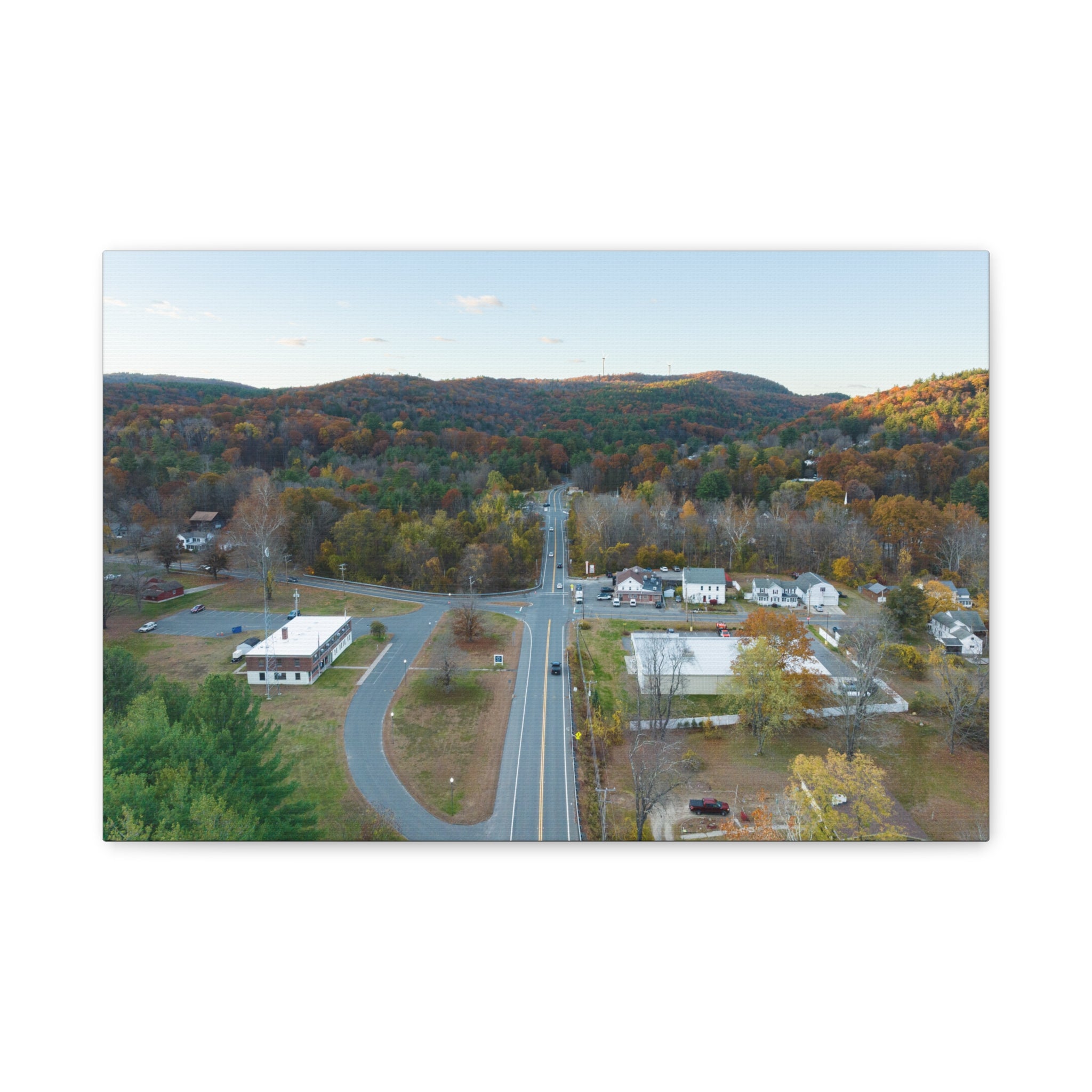 Downtown Fall Sunset - Russell, MA - Canvas