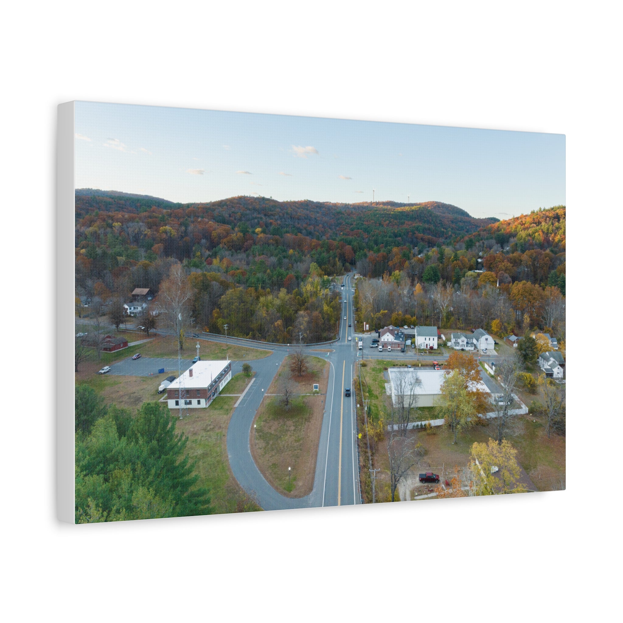 Downtown Fall Sunset - Russell, MA - Canvas