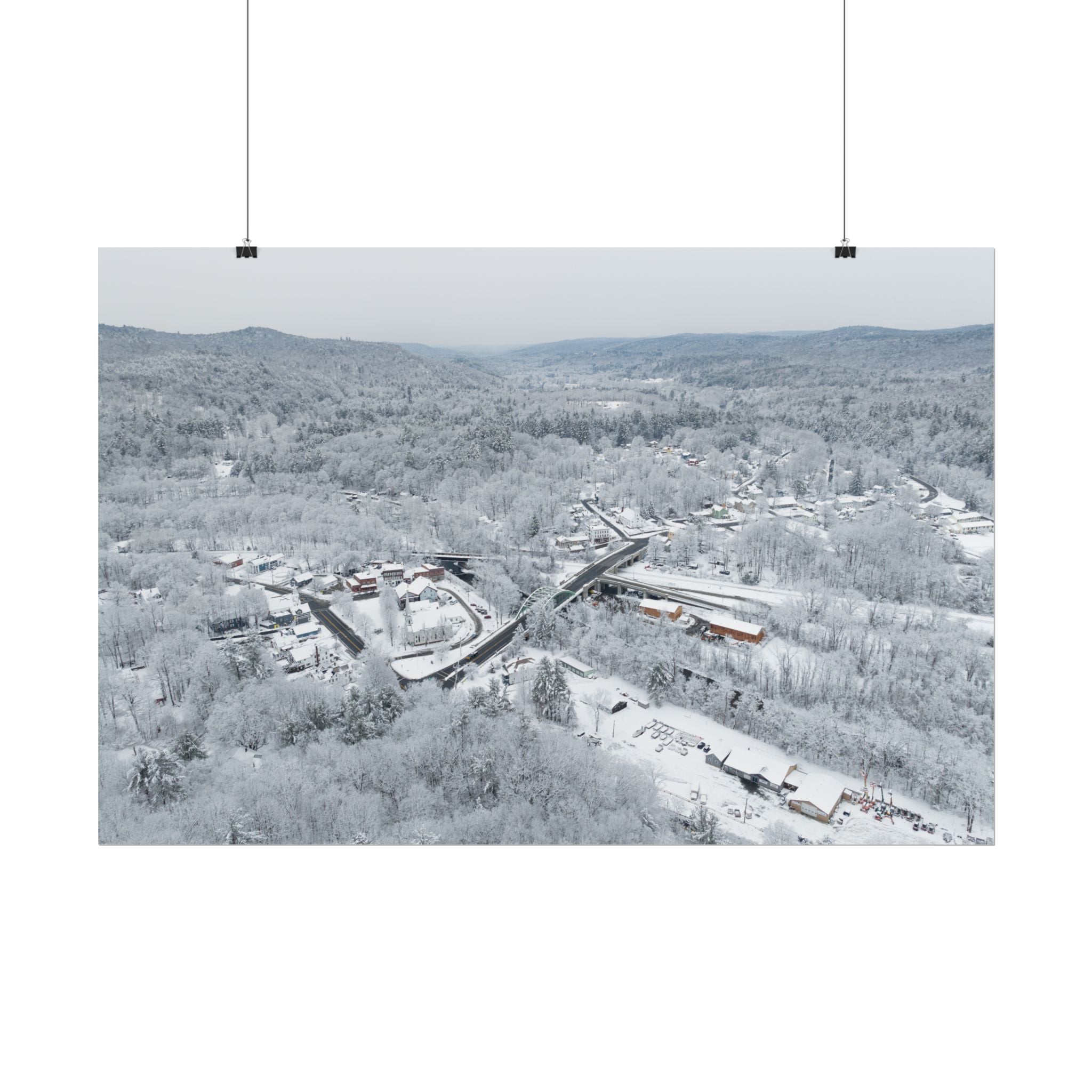 Winter - Downtown - Huntington, MA - Rolled Poster