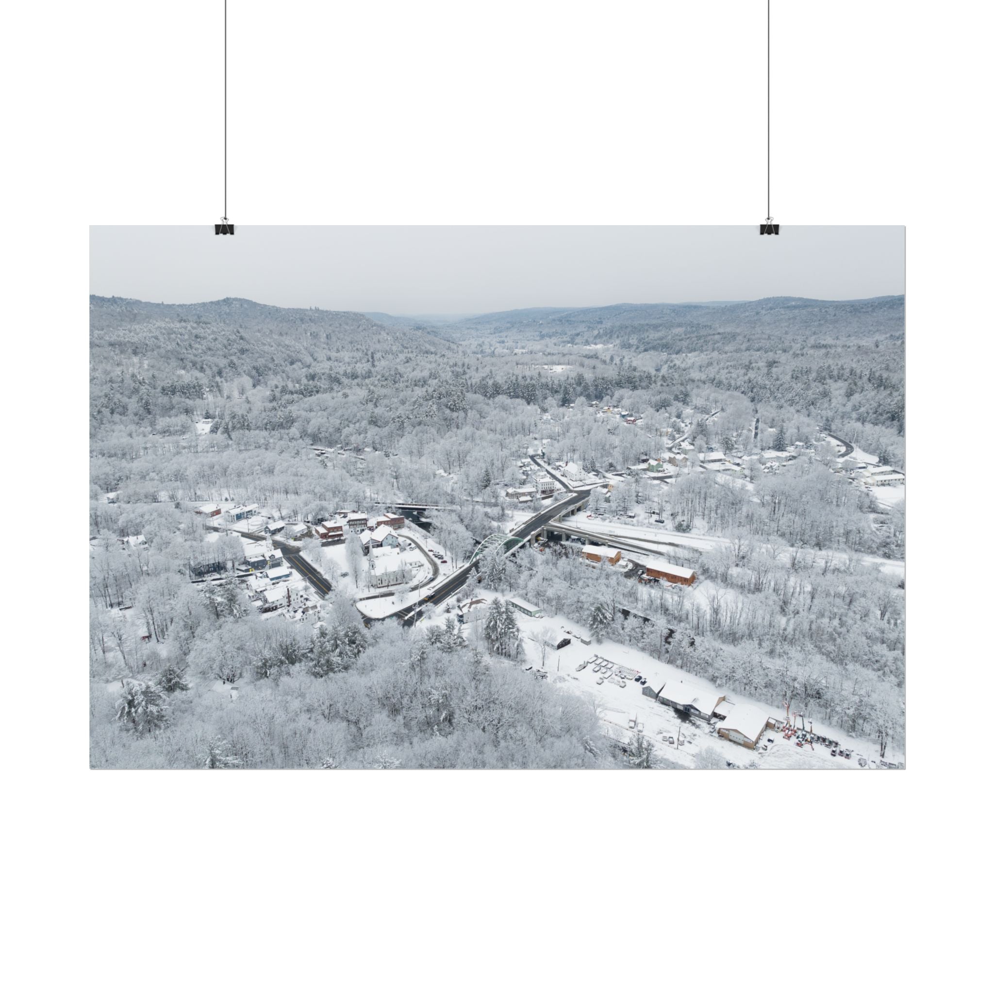 Winter - Downtown - Huntington, MA - Rolled Poster