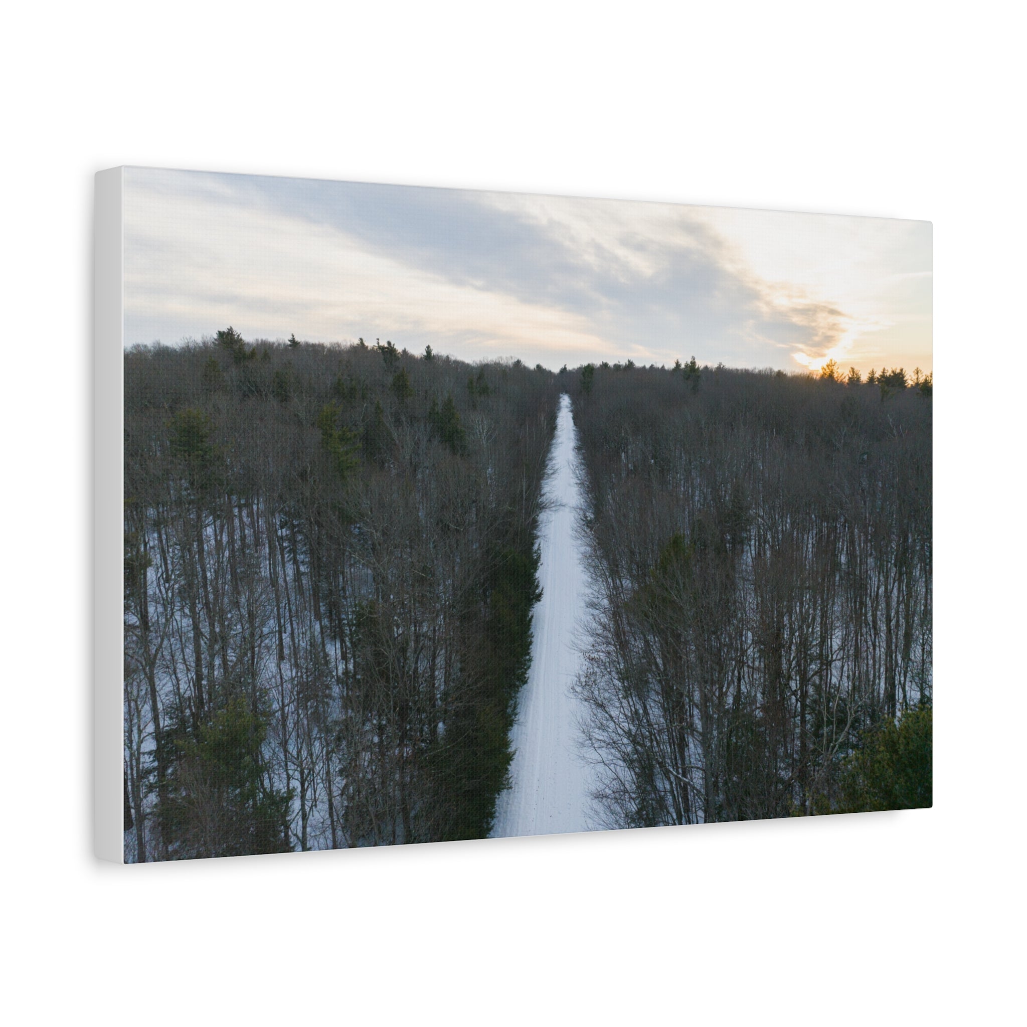 Road To A Wintry Tolland Campground - Otis, MA - Canvas