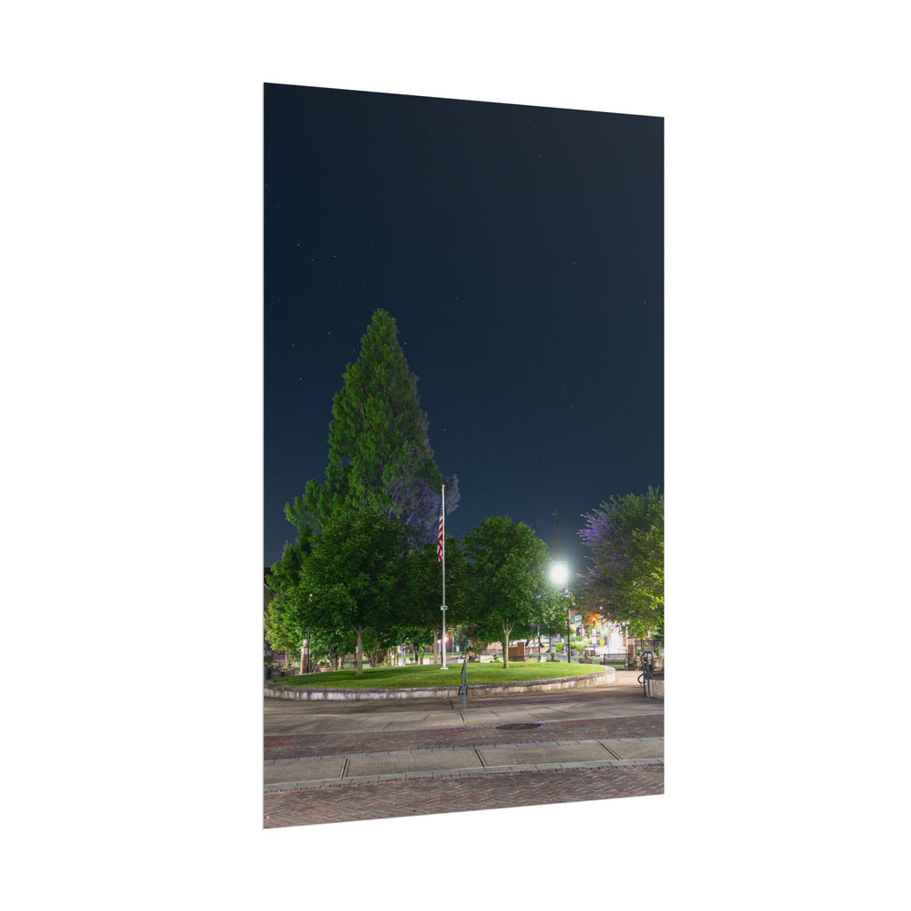 Downtown at Night - Westfield, MA - Rolled Poster