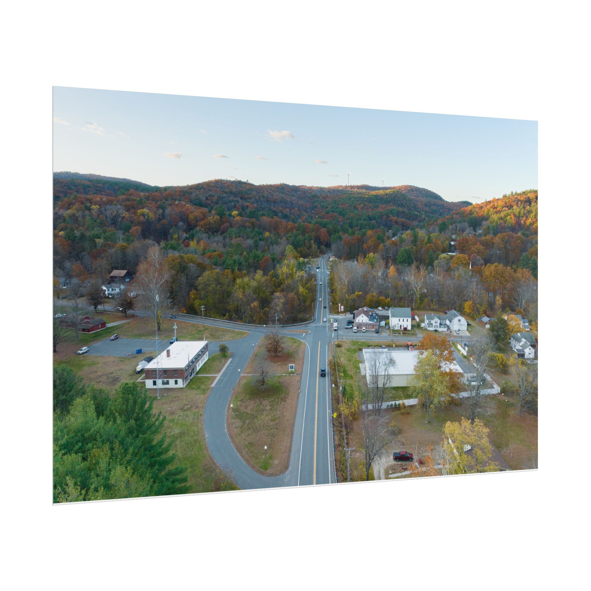 Downtown Fall Sunset - Russell, MA - Rolled Poster