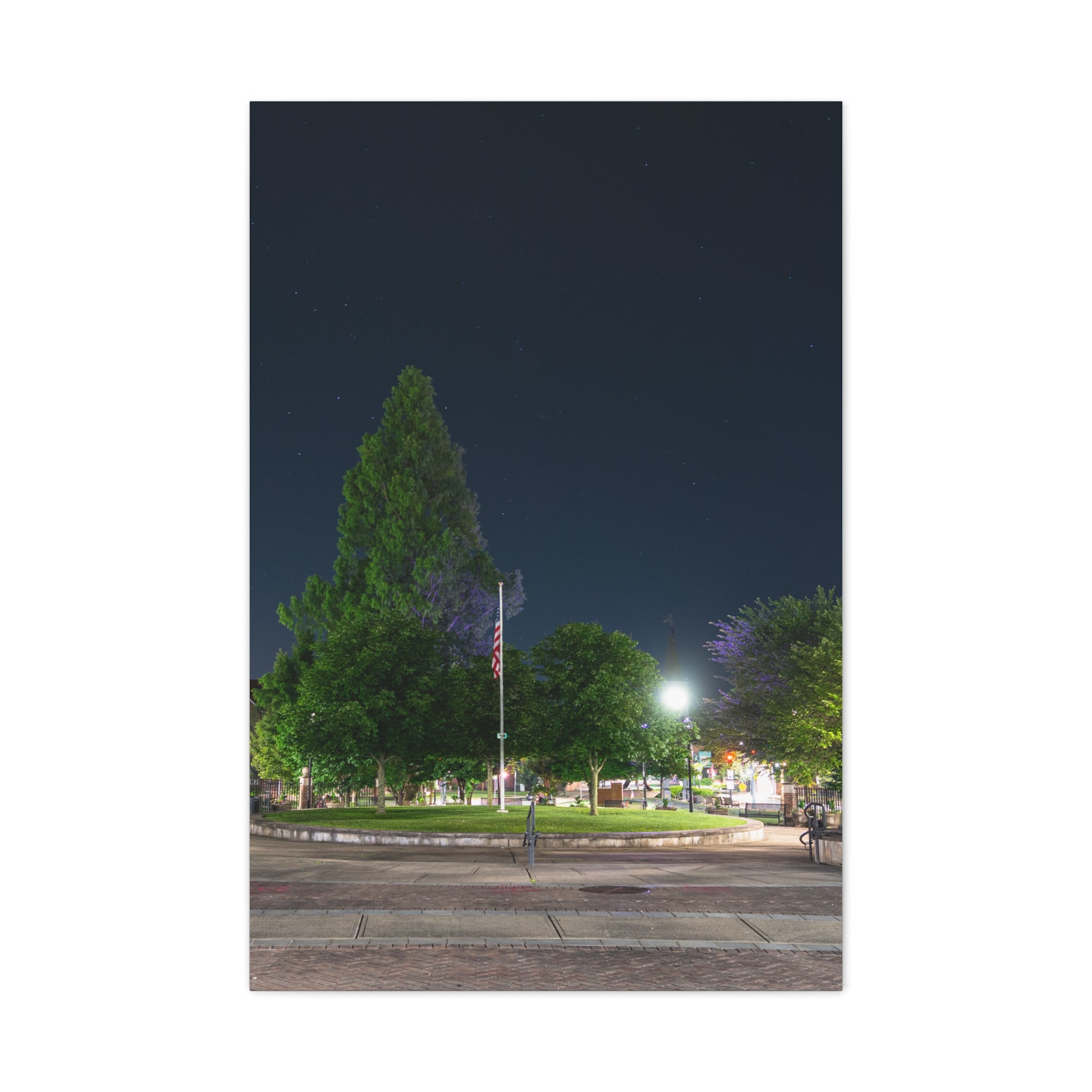 Downtown at Night - Westfield, MA - Canvas