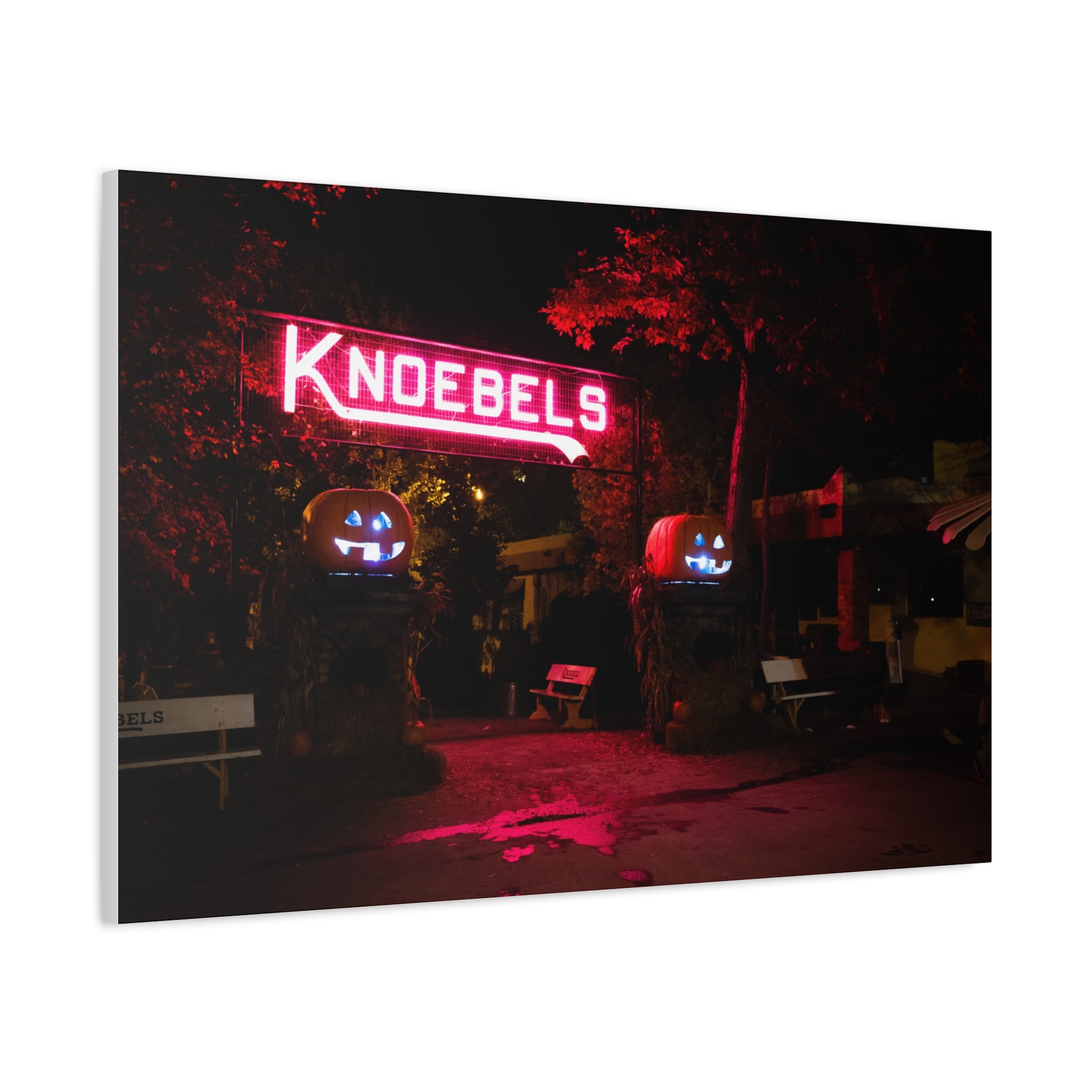 Knoebels Neon Sign During Halloween - Canvas
