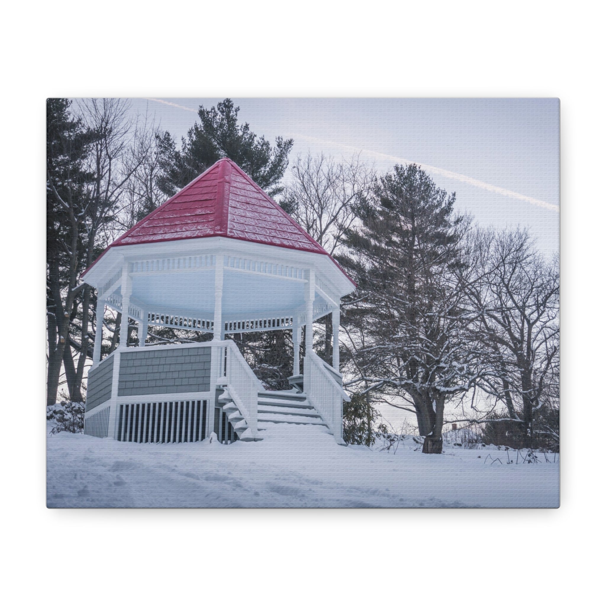 Watson Park Gazebo in the Wintertime - Blandford, MA - Canvas