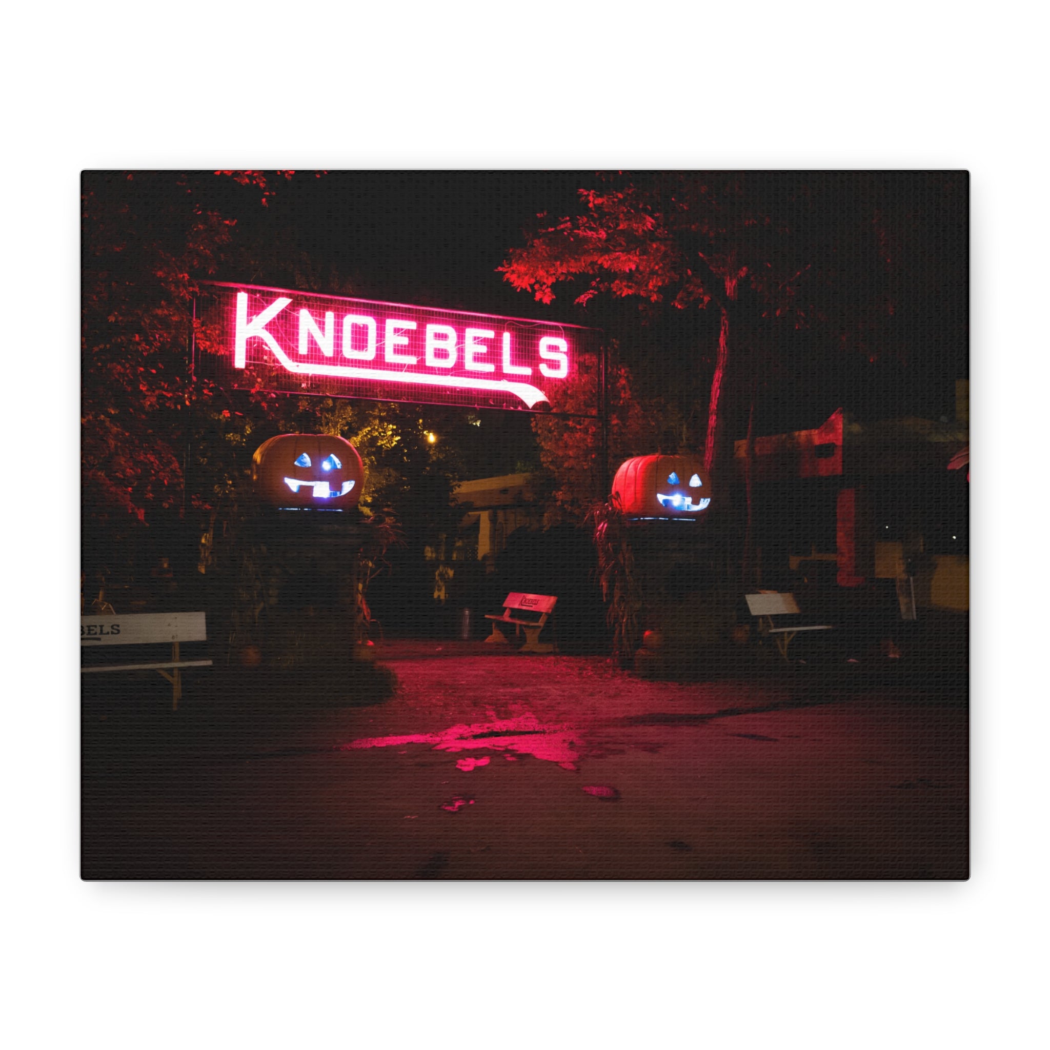 Knoebels Neon Sign During Halloween - Canvas