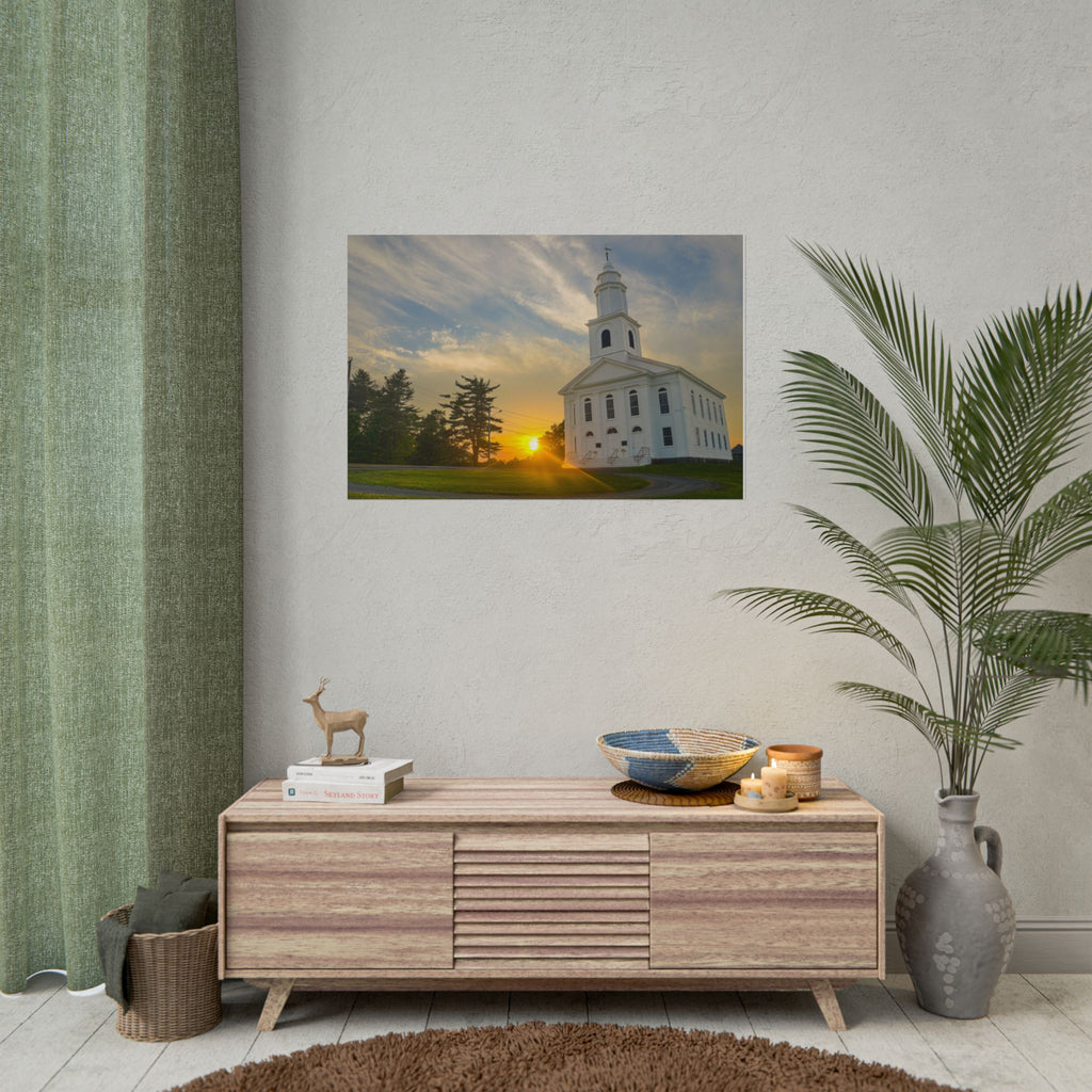White Church Sunset - Blandford, MA - Rolled Poster