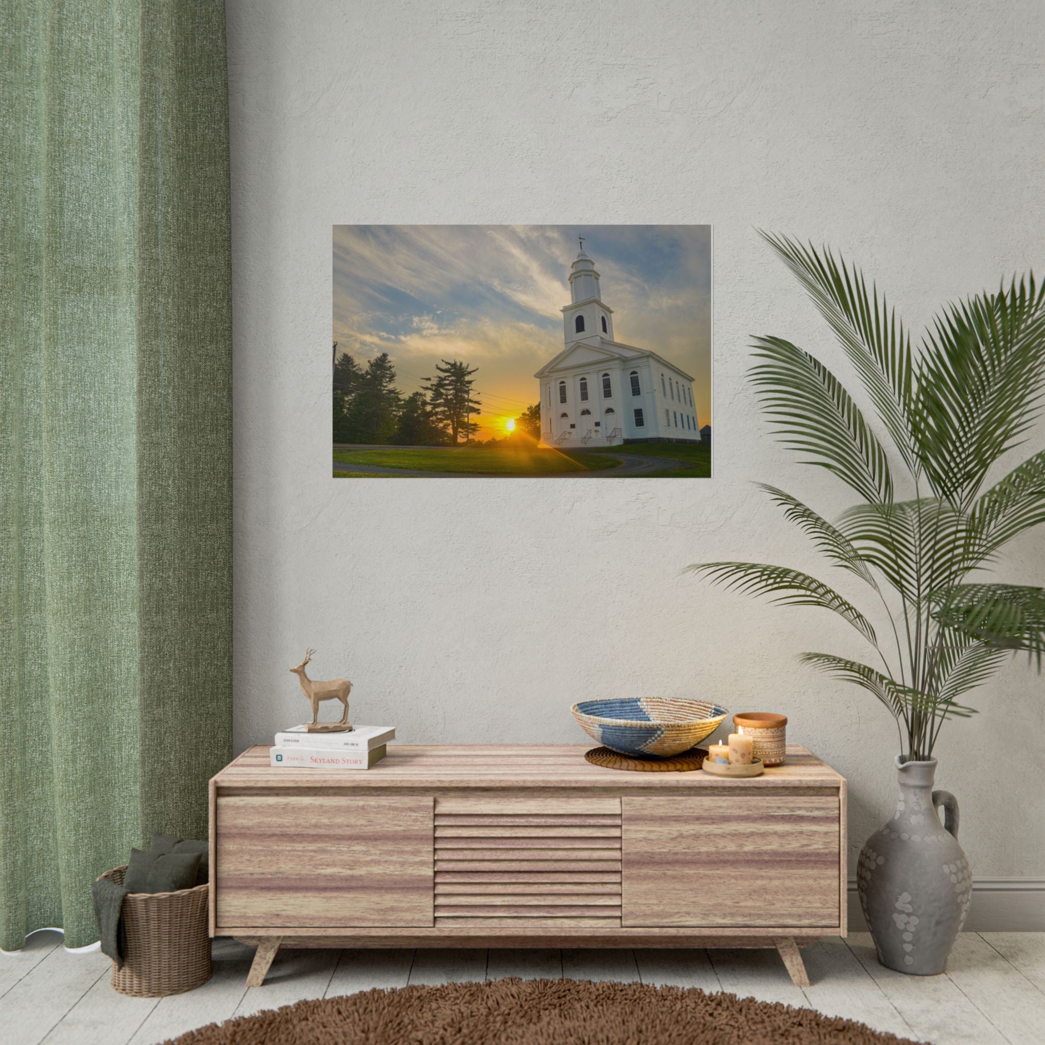 White Church Sunset - Blandford, MA - Rolled Poster