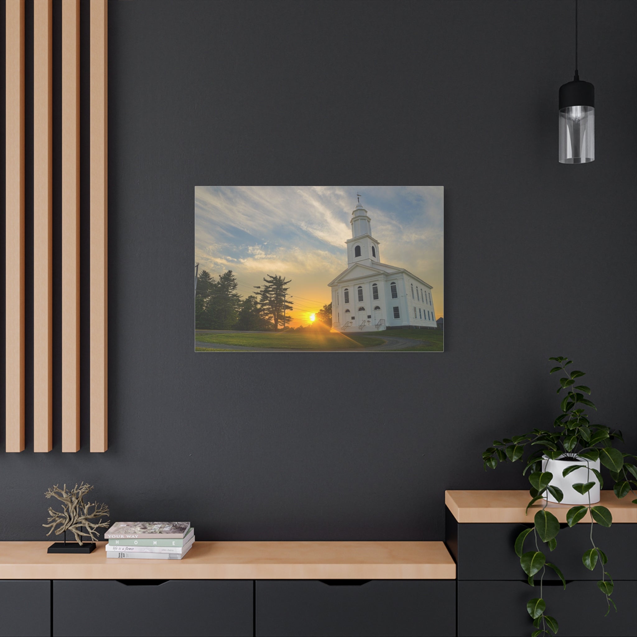 White Church Sunset - Blandford, MA - Canvas