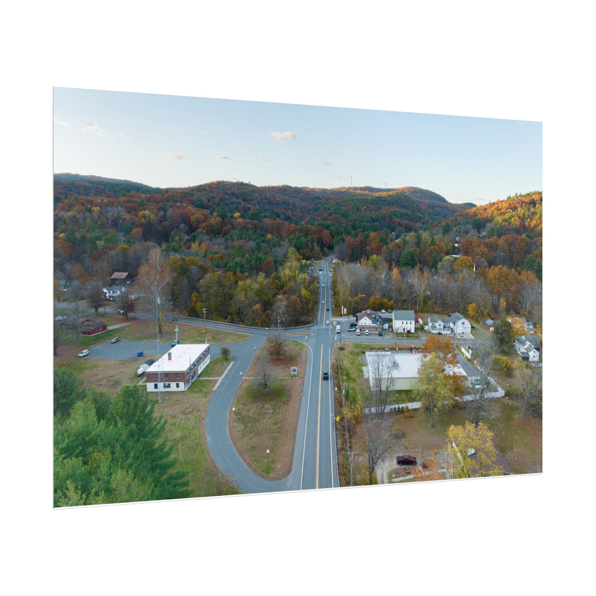 Downtown Fall Sunset - Russell, MA - Rolled Poster