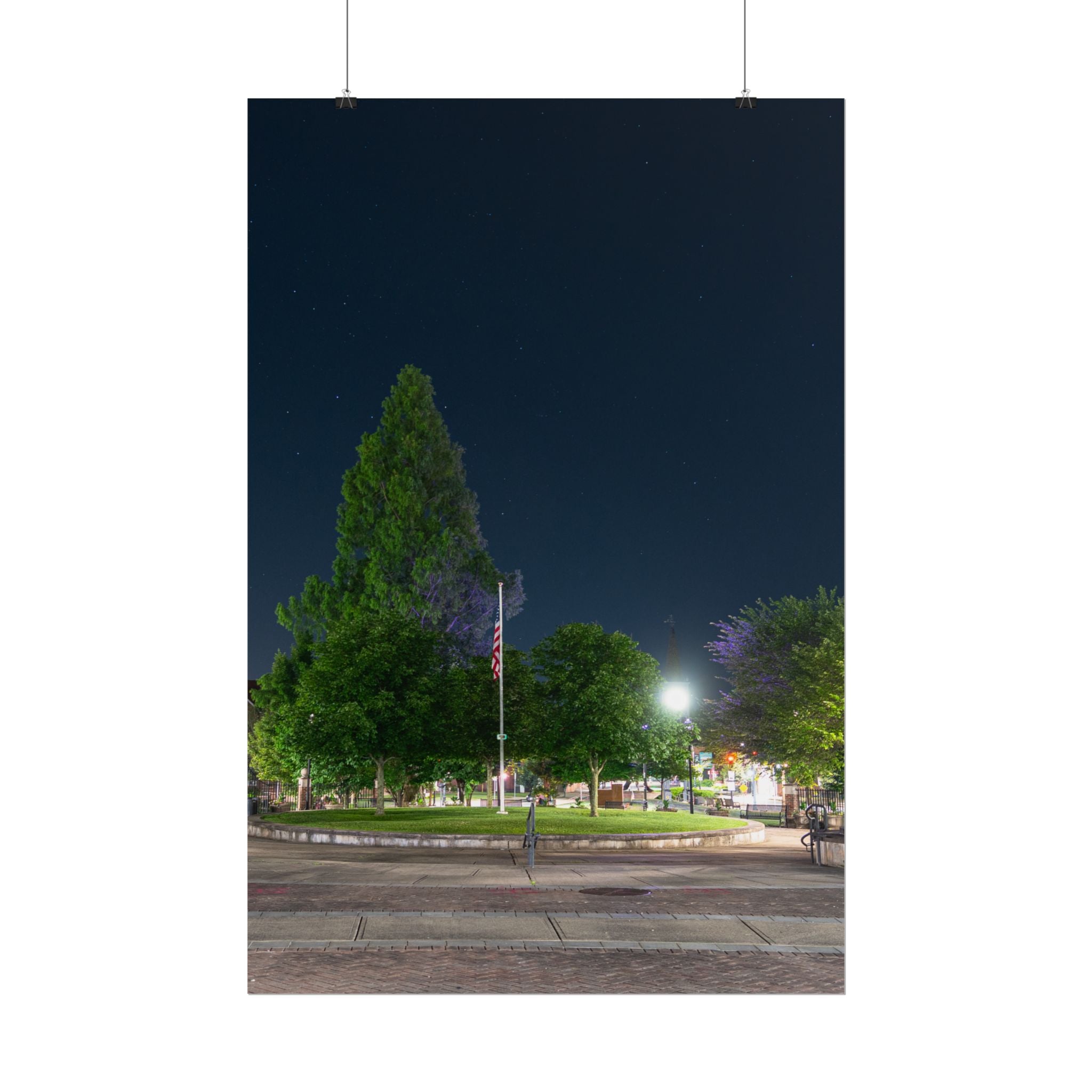 Downtown at Night - Westfield, MA - Rolled Poster