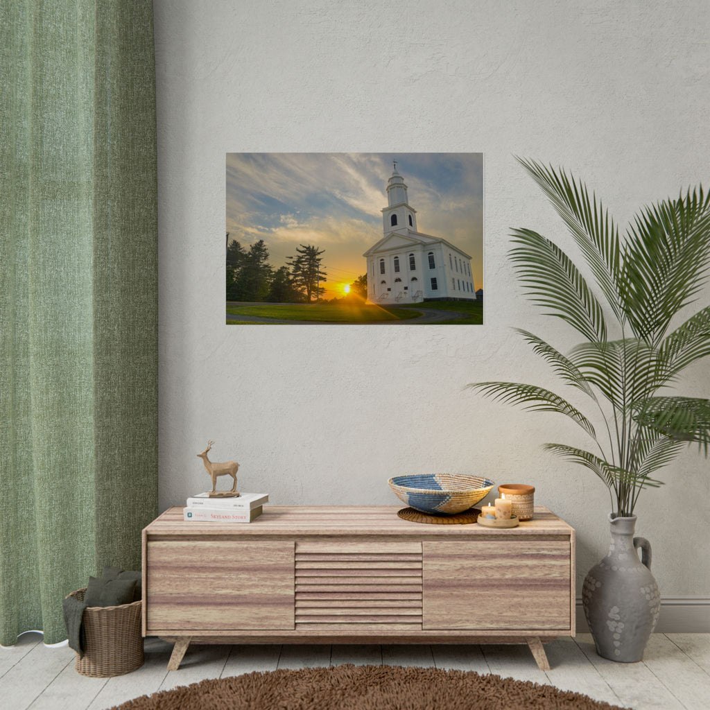 White Church Sunset - Blandford, MA - Rolled Poster