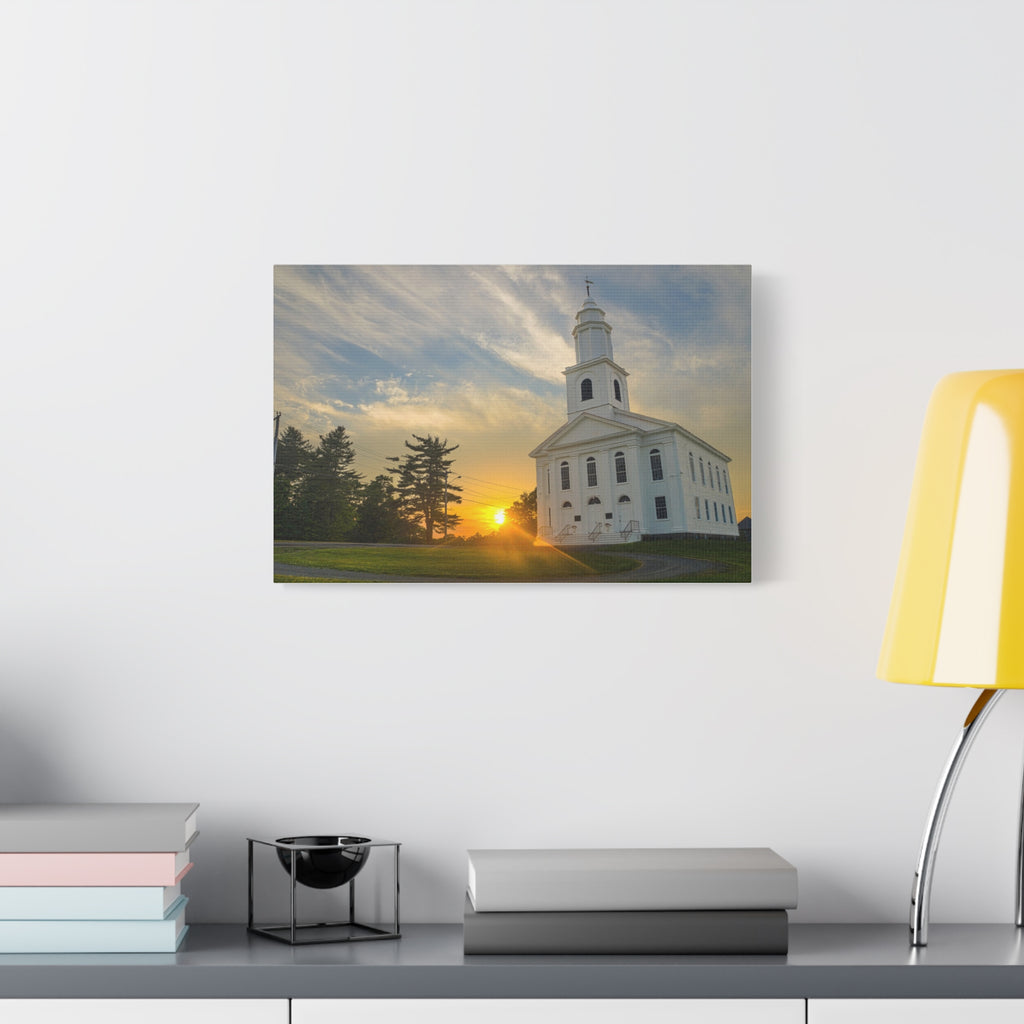 White Church Sunset - Blandford, MA - Canvas