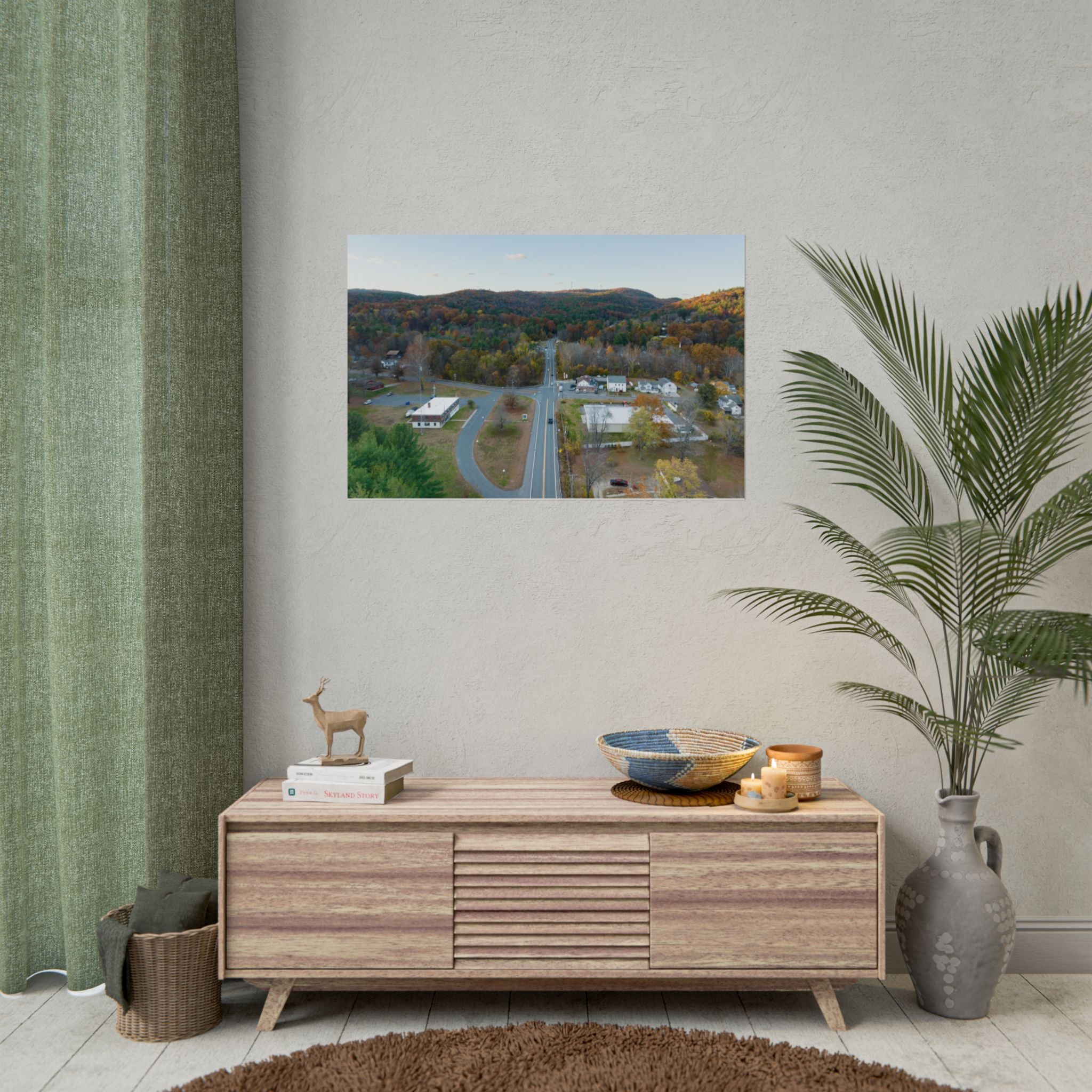 Downtown Fall Sunset - Russell, MA - Rolled Poster