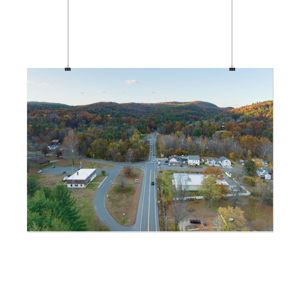 Downtown Fall Sunset - Russell, MA - Rolled Poster