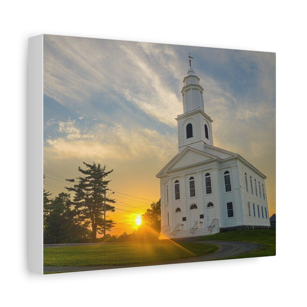 White Church Sunset - Blandford, MA - Canvas
