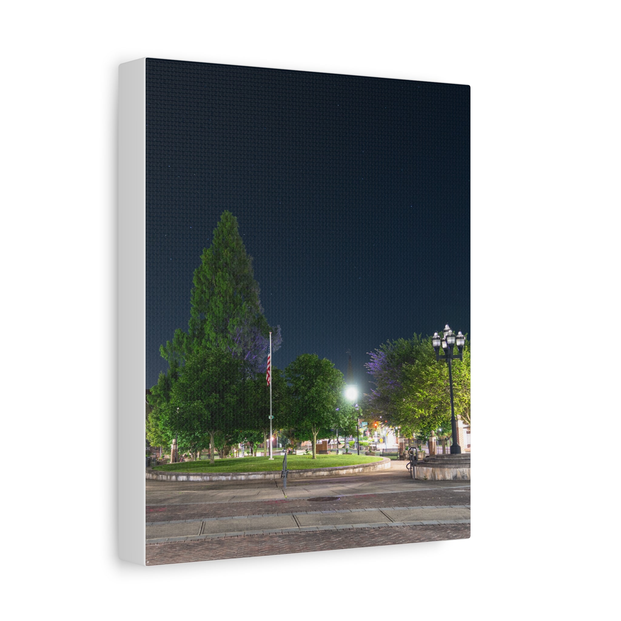 Downtown at Night - Westfield, MA - Canvas