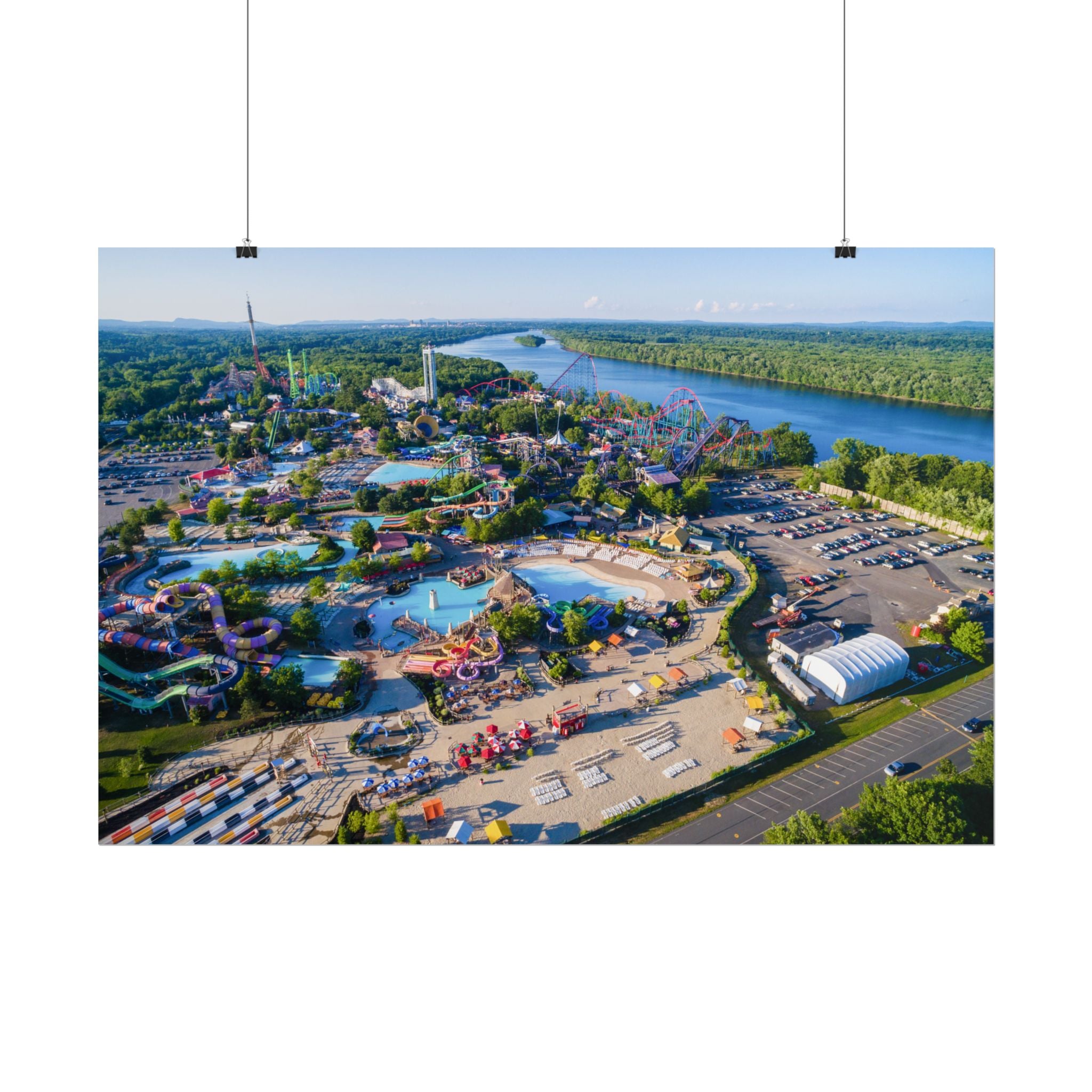 Aerial Park View - Six Flags New England - Rolled Poster