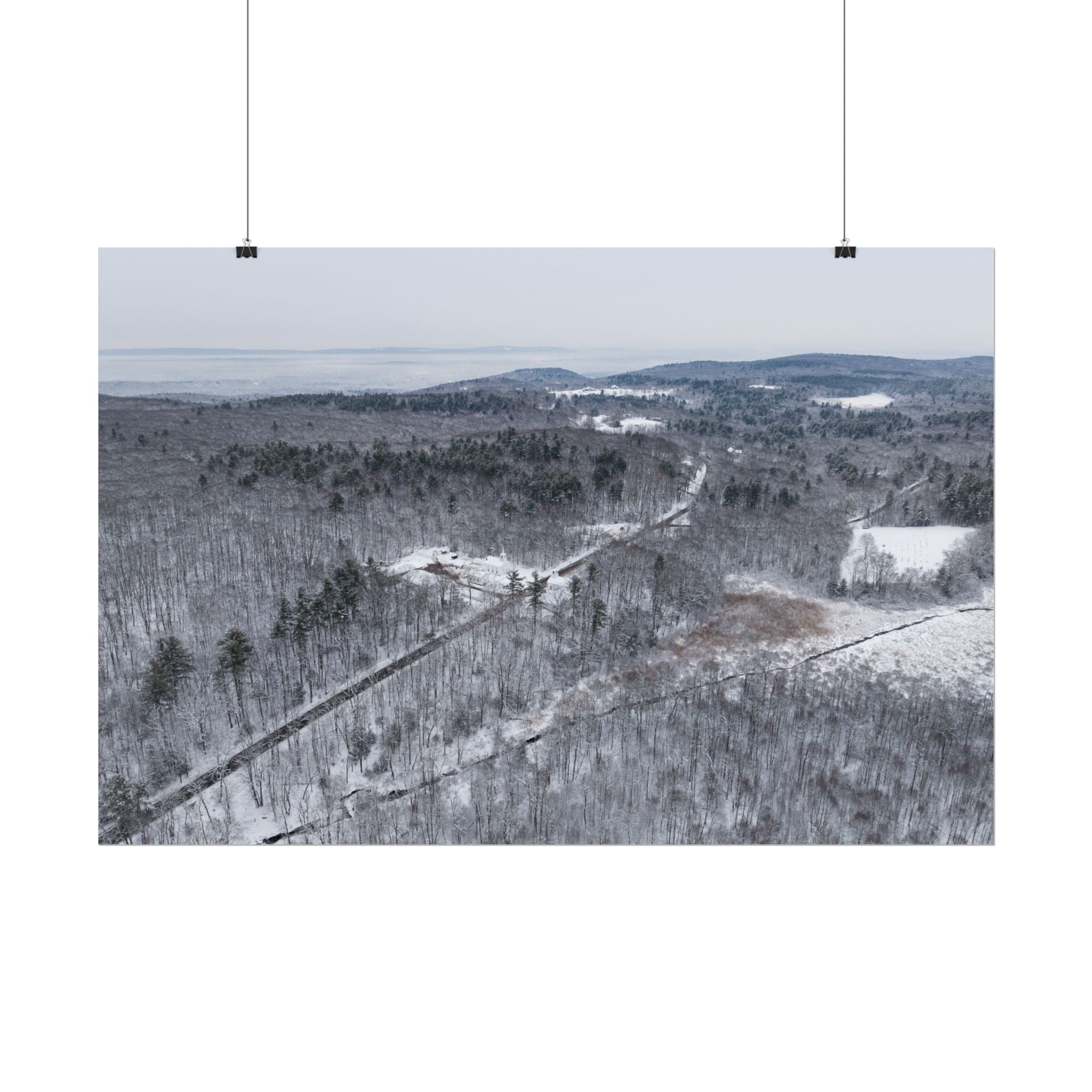 Wintertime - Montgomery, MA - Main Rd - Rolled Poster