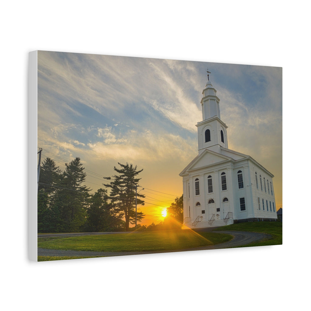 White Church Sunset - Blandford, MA - Canvas