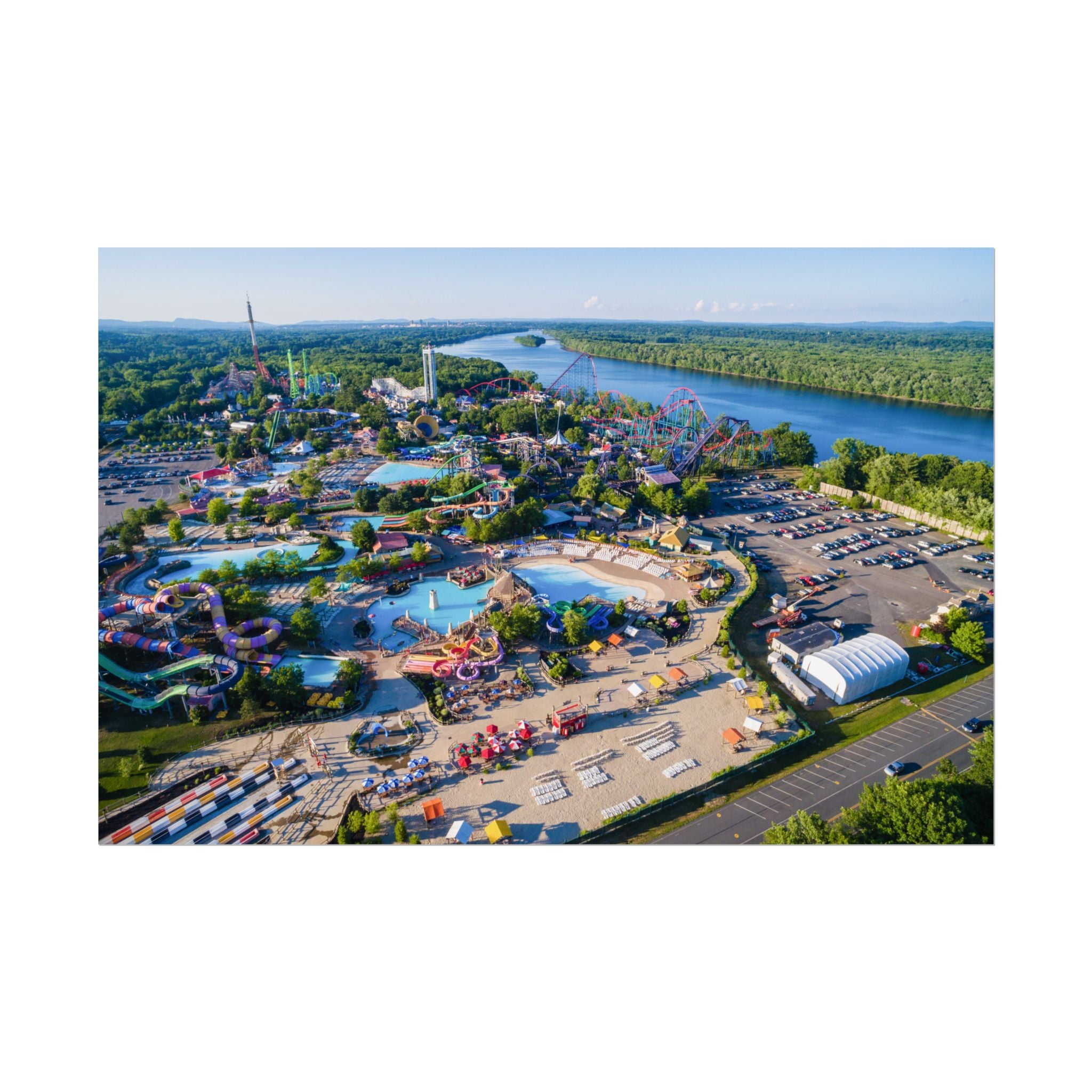 Aerial Park View - Six Flags New England - Rolled Poster