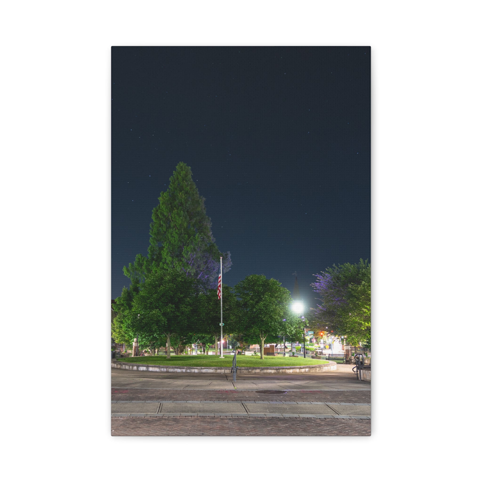 Downtown at Night - Westfield, MA - Canvas