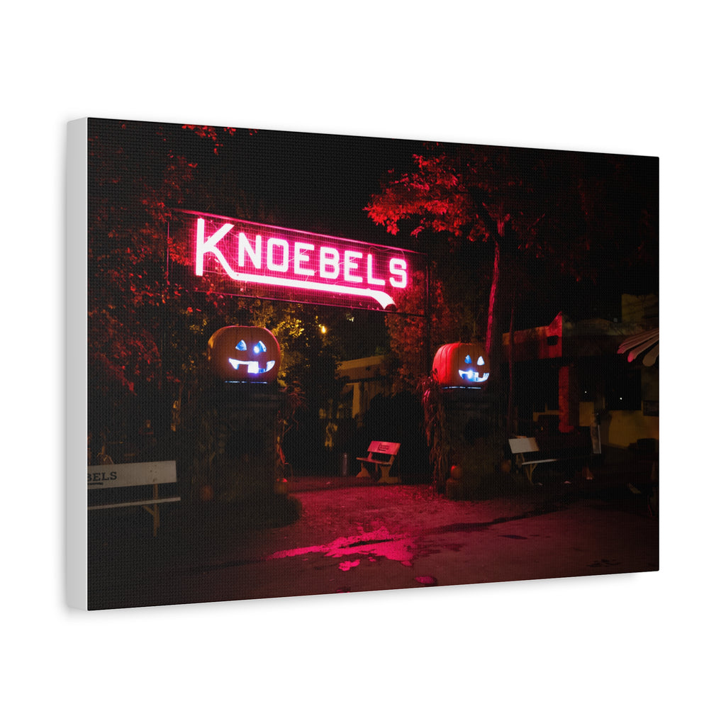 Knoebels Neon Sign During Halloween - Canvas
