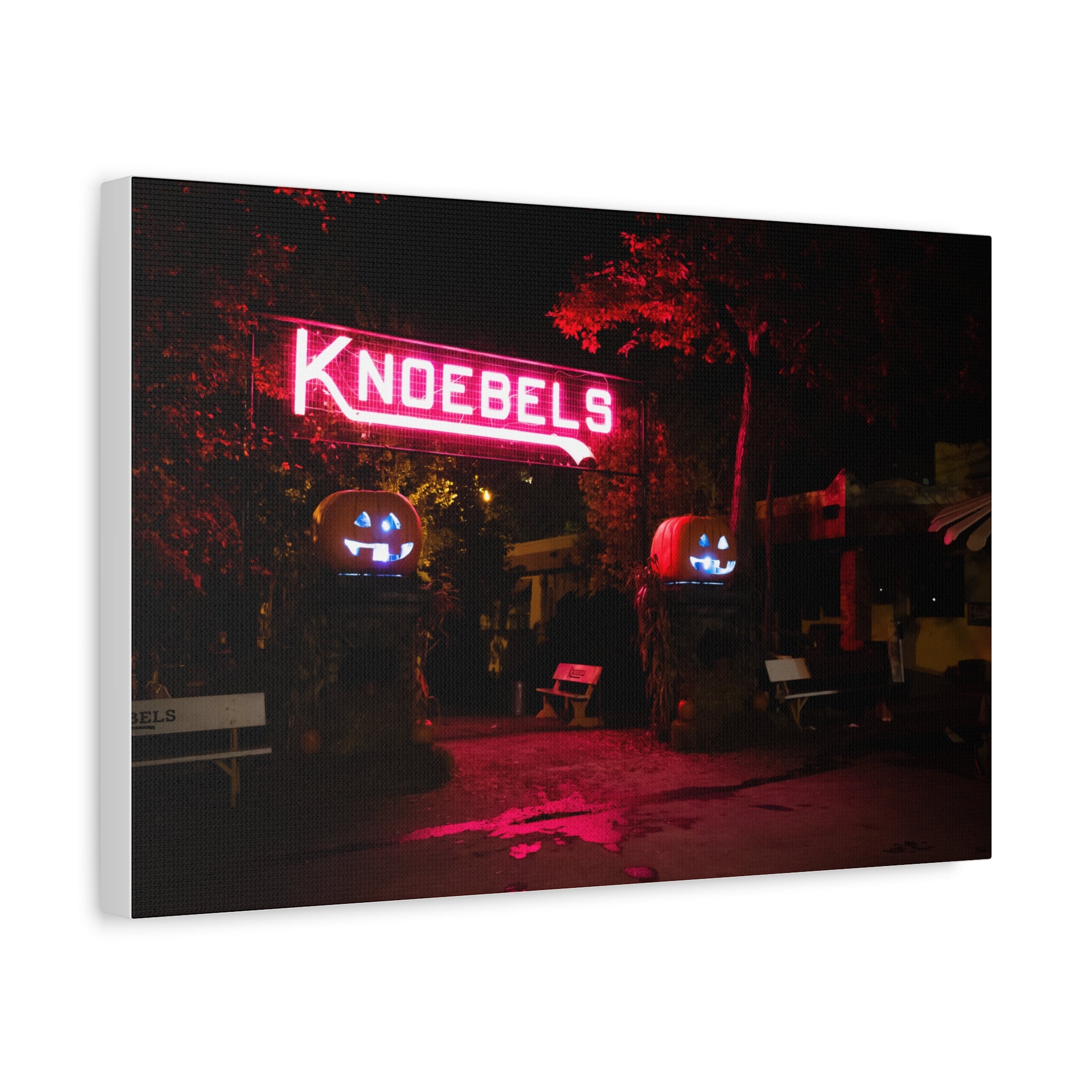 Knoebels Neon Sign During Halloween - Canvas