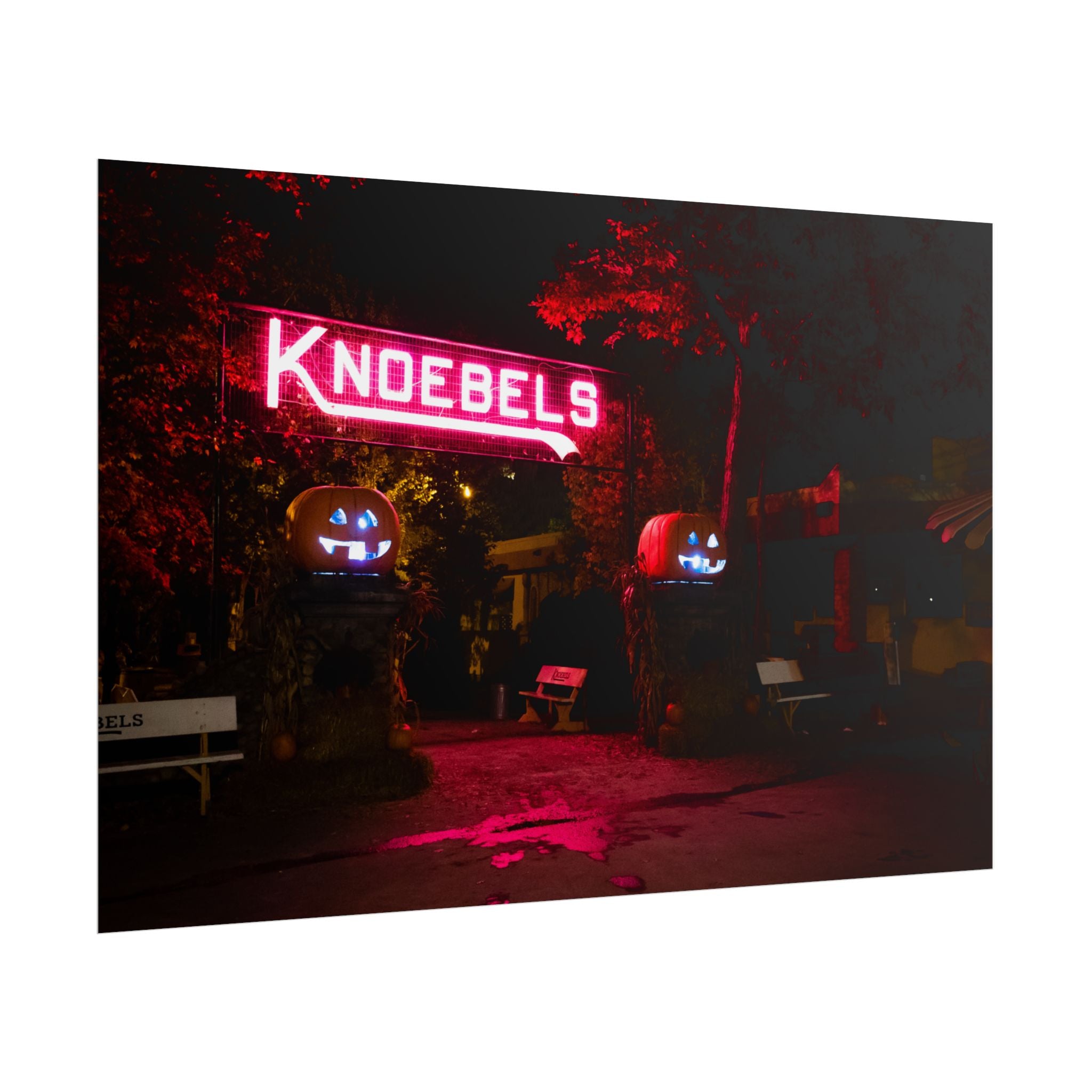 Knoebels Neon Sign During Halloween - Rolled Poster